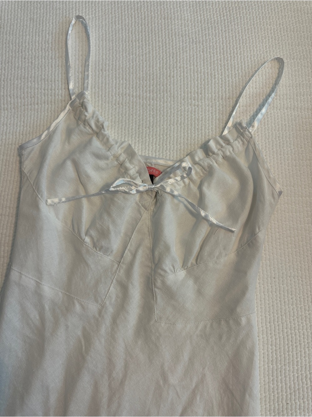 Max Rave white linen knee length dress vintage y2k
